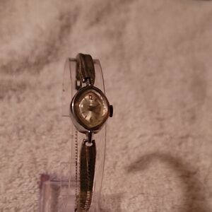 Vintage Lark Automatic Watch with 10K Gold Filled Band Silvertone White Gold